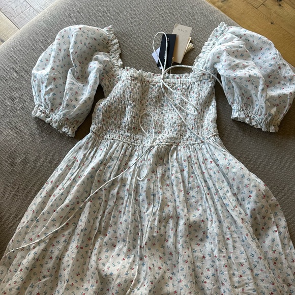 DOEN Siena Shirred Floral Print Maxi Dress | Size XS - Picture 6 of 7